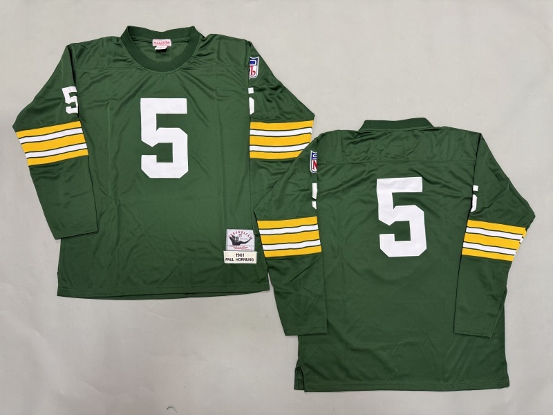 Men 2025 Green Bay Packers #5 Hornung green Throwback Limited NFL Jersey style 002->green bay packers->NFL Jersey